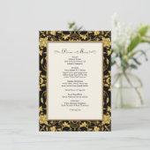 Diner Menu Bloemen Damast Glitter Formele Bruiloft (Staand voorkant)