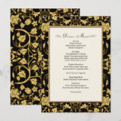 Diner Menu Bloemen Damast Glitter Formele Bruiloft (Voorkant / Achterkant)
