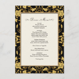 Diner Menu Bloemen Damast Glitter Formele Bruiloft
