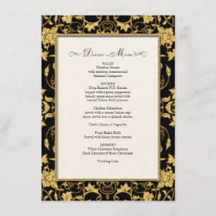 Diner Menu Bloemen Damast Glitter Formele Bruiloft