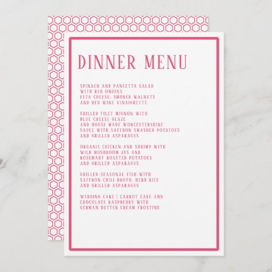 Diner Menu Eenvoudig Modern Bold Hexagon Geometris (Voorkant / Achterkant)