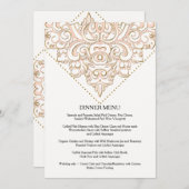 Diner Menu Formele Elegante Lace Scroll Swirl (Voorkant / Achterkant)