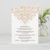 Diner Menu Formele Elegante Lace Scroll Swirl (Staand voorkant)