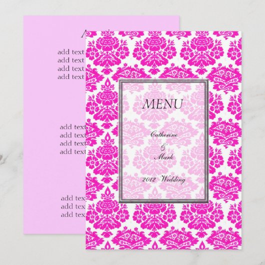 diner menu kaart, damast (Voorkant / Achterkant)