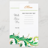 Diner menu kaart, spiraal bloemmotief (Voorkant / Achterkant)