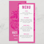 DINER MENU modern sierlijk bloemig  roze (Voorkant / Achterkant)