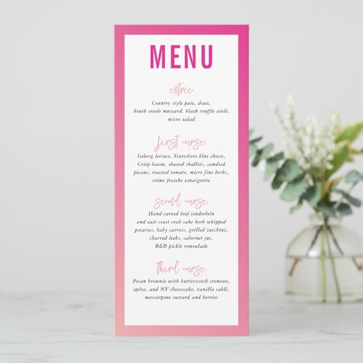 DINER MENU modern star roze ombre gradient (Staand voorkant)