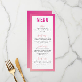 DINER MENU modern star  roze ombre gradient