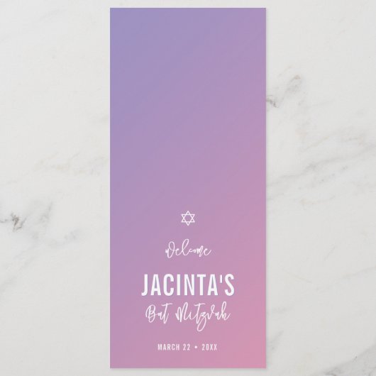 DINER MENU modern ster paarse roze ombre gradient (Achterkant)
