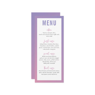 DINER MENU modern ster paarse roze ombre gradient