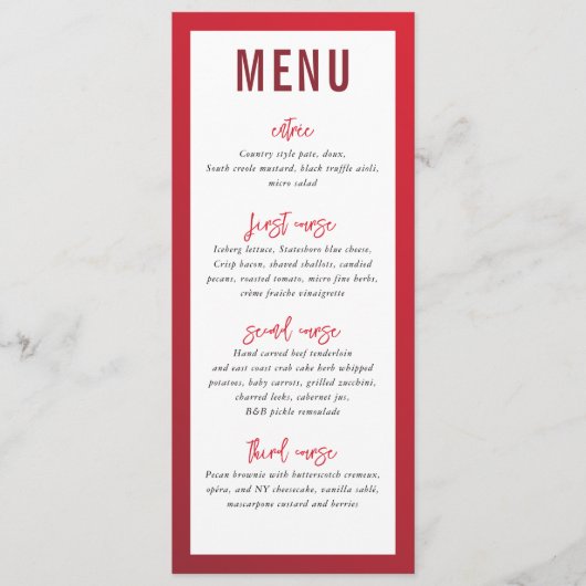 DINER MENU moderne ster rode bordeauxgradiënt (Voorkant)