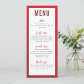 DINER MENU moderne ster rode bordeauxgradiënt (Staand voorkant)