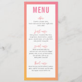 DINER MENU moderne ster roze gele ombre gradient (Voorkant)
