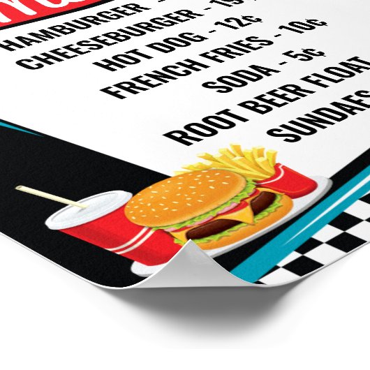 Diner-menu poster uit de jaren 50 (Hoek)