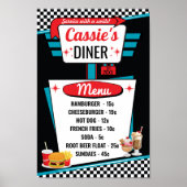Diner-menu poster uit de jaren 50 (Voorkant)