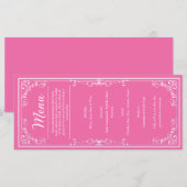 Diner Menu - Roze prinses Quinceañera (Voorkant / Achterkant)