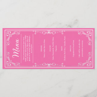 Diner Menu - Roze prinses Quinceañera