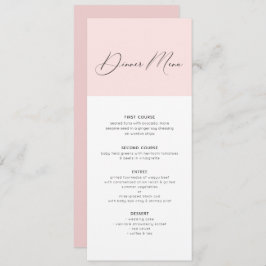 Diner menu typografie minimalistische roze en witt kaart