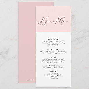 Diner menu typografie minimalistische roze en witt kaart