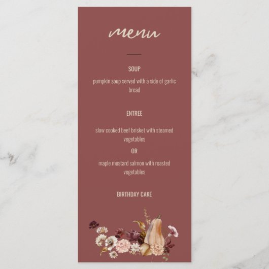 Diner Menu voor Feesten, Gouden Oogst (Voorkant)