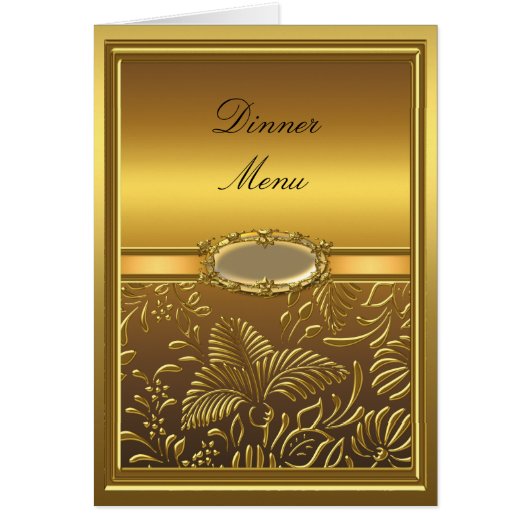 Diner Menukaart Goud Damast Bloem (Voorkant)