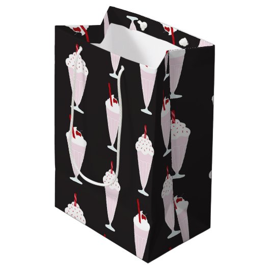 Diner Milkshakes Pattern uit 1950 Medium Cadeauzakje (Voorkant Gekanteld)