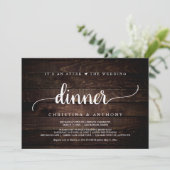 Diner na de bruiloft, rustieke elopement-diner kaart (Staand voorkant)