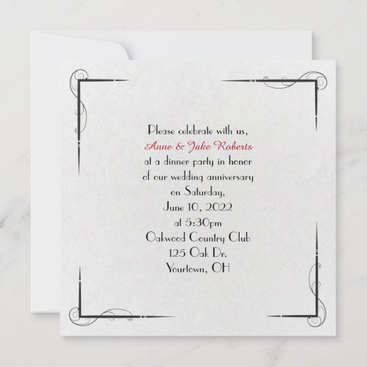 diner nodigt uitnodigen zwarte zilvervis uit kaart (Achterkant)