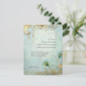 Diner Ontvangst Pauwveren Elegante Bruiloft Kaart (Staand voorkant)