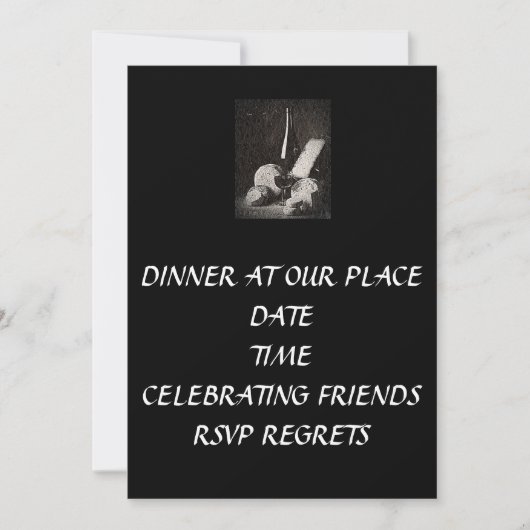 DINER OP ONZE PLAATS INVITATIE KAART (Voorkant)