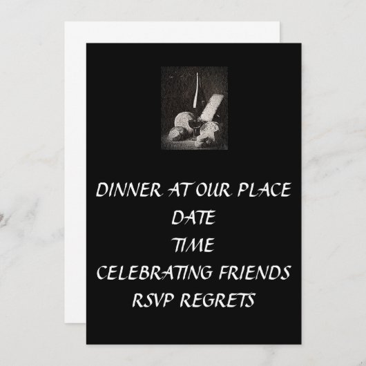 DINER OP ONZE PLAATS INVITATIE KAART (Voorkant / Achterkant)