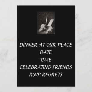 DINER OP ONZE PLAATS INVITATIE KAART