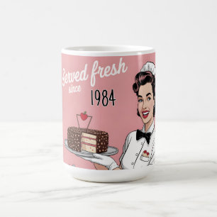 Diner Pin-Up: Retro serveerster en aangepast jaar Koffiemok