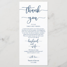 Diner plaats instelling Dank u, Navy Blue, Kaarten