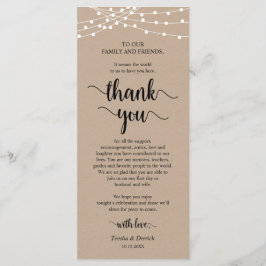 Diner plaats instelling Dank u, rustieke Kraft Kaa Programmakaart