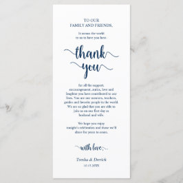 Diner plaats instelling Dank u, rustieke Navy Kaar Programmakaart