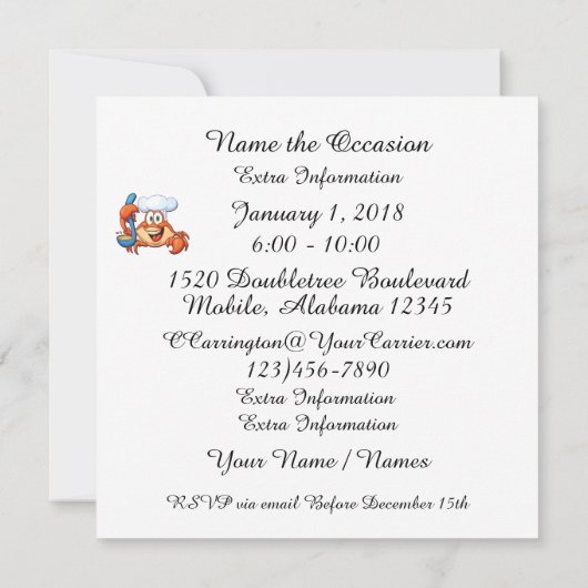 Diner / Potluck / Uitnodiging voor bijeenkomst (Achterkant)