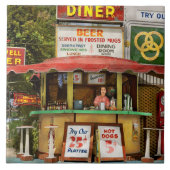 Diner - Probeer ons 25 cent platform uit 1940 Tegeltje (Voorkant)