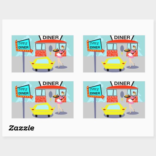 Diner Rectangle Stickers uit 1950 (Vel)