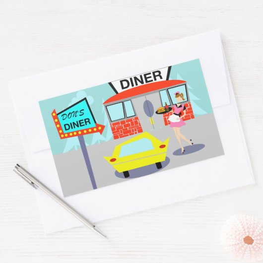 Diner Rectangle Stickers uit 1950 (Envelop)