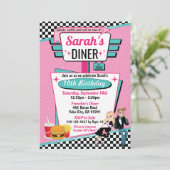 Diner Retro 1950 - Birthday Party Sock Hop Design Kaart (Staand voorkant)