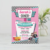 Diner Retro 1950 - Birthday Party Sock Hop Design Kaart (Staand voorkant)