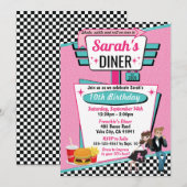 Diner Retro 1950 - Birthday Party Sock Hop Design Kaart (Voorkant / Achterkant)