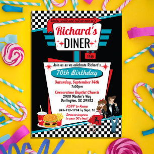 Diner Retro 1950 - Birthday Party Sock Hop Design Kaart