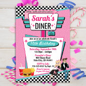 Diner Retro 1950 - Birthday Party Sock Hop Design Kaart