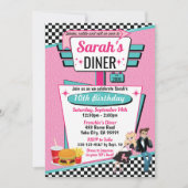 Diner Retro 1950 - Birthday Party Sock Hop Design Kaart (Voorkant)
