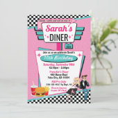 Diner Retro 1950 - Birthday Party Sock Hop Design Kaart (Staand voorkant)