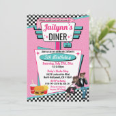 Diner Retro 1950 - Birthday Party Sock Hop Design Kaart (Staand voorkant)