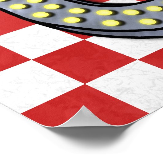 Diner Retro 50s Rood gecontroleerd | Aangepaste na Poster (Hoek)