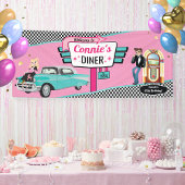 Diner Retro Car Birthday Party Sock Hop Ban uit 19 Spandoek